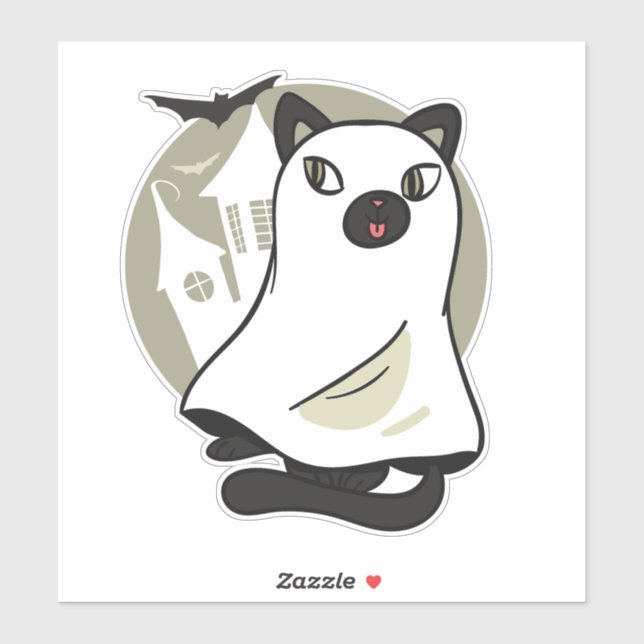 Spooky Cat Ghost Sticker (Sheet)