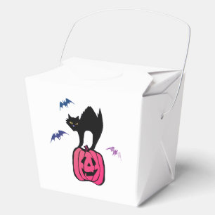 Spooky Cat Halloween Pumpkin Pop Art Favor Boxes