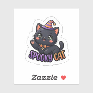 Spooky Cat Halloween Sticker – Cute Black Cat