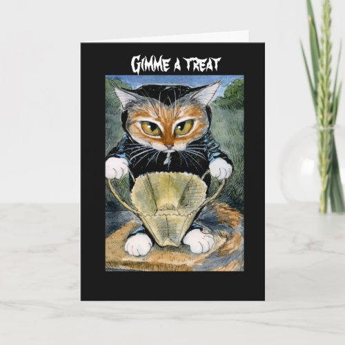 Spooky Cat in Halloween usually card or invitation