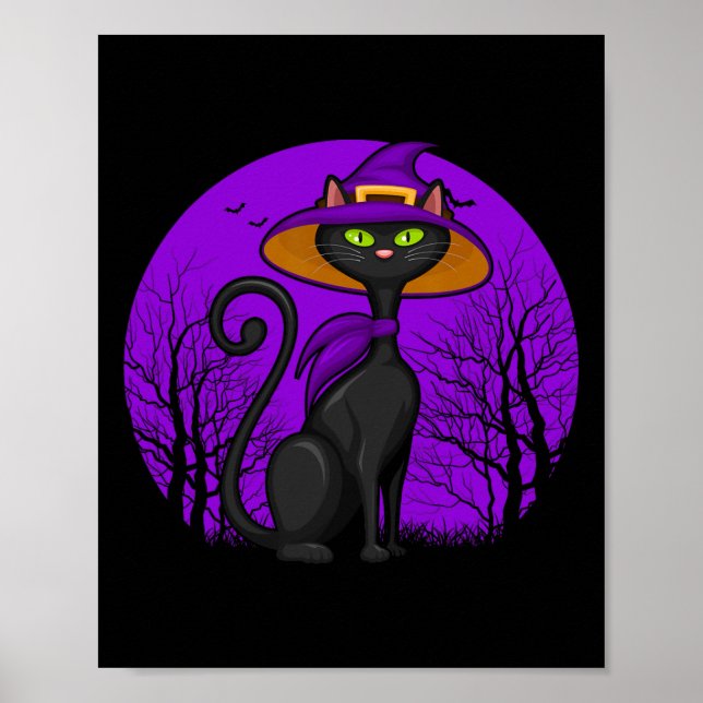 Spooky Cat Lover Halloween Black Kitten Cute Cat S Poster (Front)