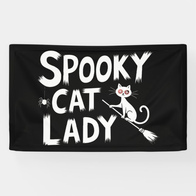 Spooky Cat Mom Spooky Cat Lady Halloween Cat Mom  Banner (Horizontal)