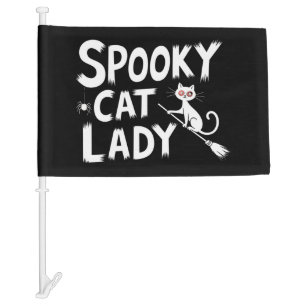 Spooky Cat Mom Spooky Cat Lady Halloween Cat Mom Car Flag