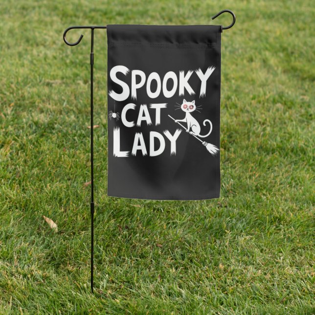 Spooky Cat Mom Spooky Cat Lady Halloween Cat Mom  Garden Flag (In SItu)