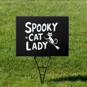 Spooky Cat Mom Spooky Cat Lady Halloween Cat Mom  Sign