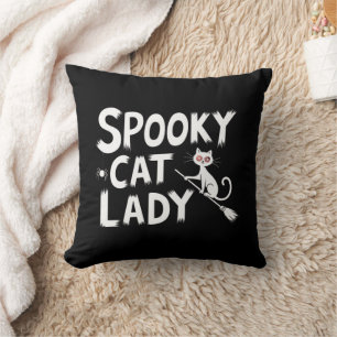 Spooky Cat Mom Spooky Cat Lady Halloween Cat Mom Throw Pillow