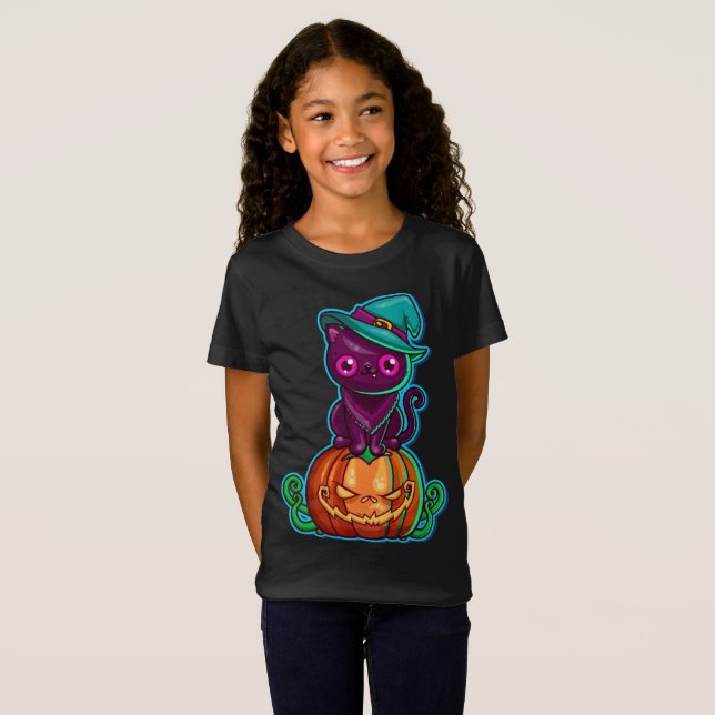 Spooky Cat on a Pumpkin Halloween | Shirt (Front Full)