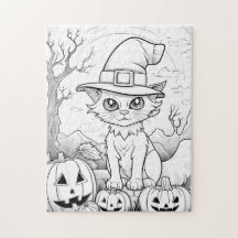 Spooky Cat & Pumpkins | Halloween