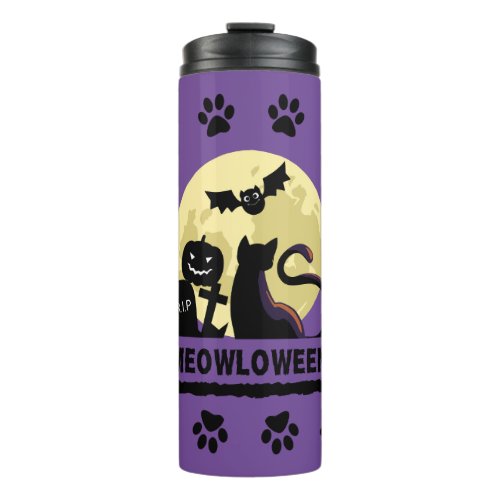 Spooky Cat Silhouette Halloween  Meowloween  Thermal Tumbler