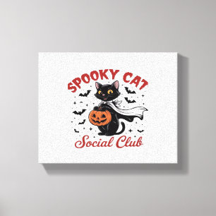 Spooky Cat Social Club PNG - Cute Halloween Classi Canvas Print