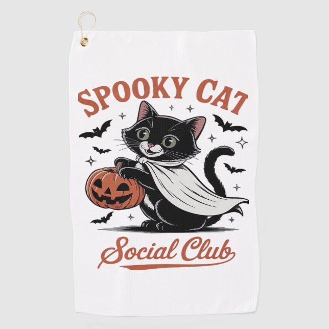 Spooky Cat Social Club PNG - Cute Kitten Classic T Golf Towel (Front)