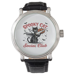 Spooky Cat Social Club PNG - Vintage Style Classic Watch