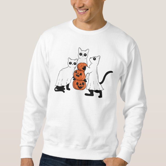 Spooky Cats and Pumpkins Men's Sweatshirt (Front)