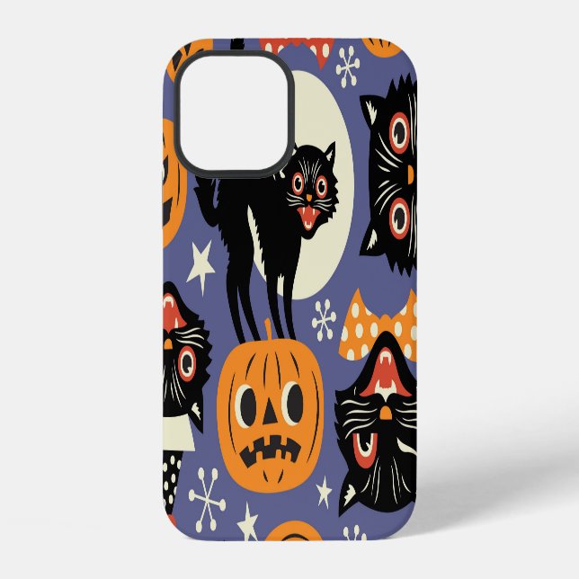 Spooky Cats Pumpkins Purple Pattern Iphone Case (Back)