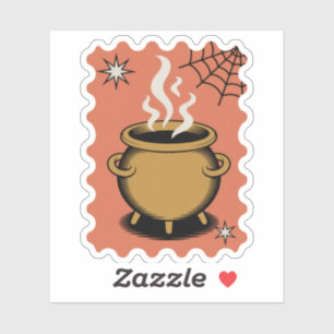 Spooky Cauldron Halloween Postage Stamp Sticker