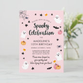Spooky Celebration Ghost Halloween Birthday Party Invitation (Standing Front)