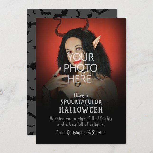 Spooky Change Photo Image Halloween Greeting Holiday Card (Front/Back)