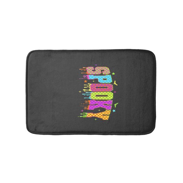 Spooky Checkered Halloween Bath Mat (Front)