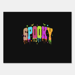 Spooky Checkered Halloween Sign