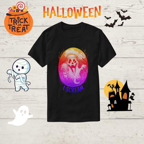 Spooky Chef Ghost Ice Cream Halloween Funny Mens T_Shirt