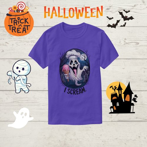 Spooky Chef Ghost Ice Cream Halloween Funny Mens T_Shirt