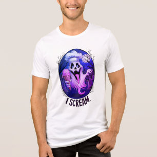Spooky Chef Ghost Ice Cream Halloween Funny Men's Tri-Blend Shirt