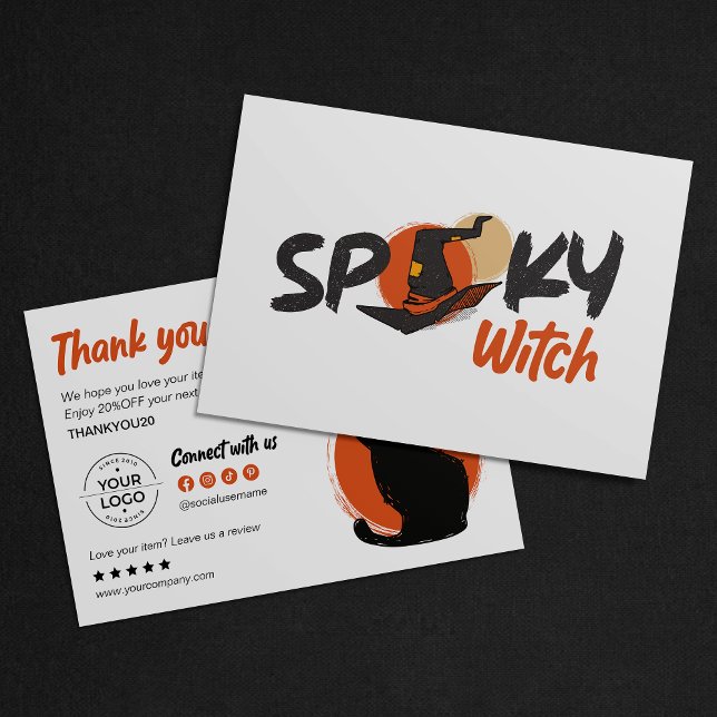 Spooky & Chic Black Cat Halloween Thank You Card (Creator Uploaded)