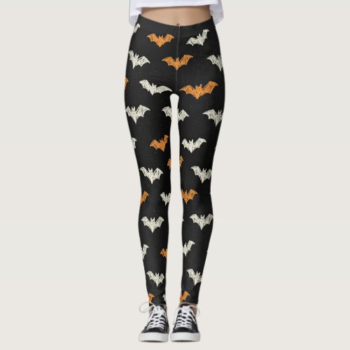 Spooky Chic Black, Orange & Cream Leggings