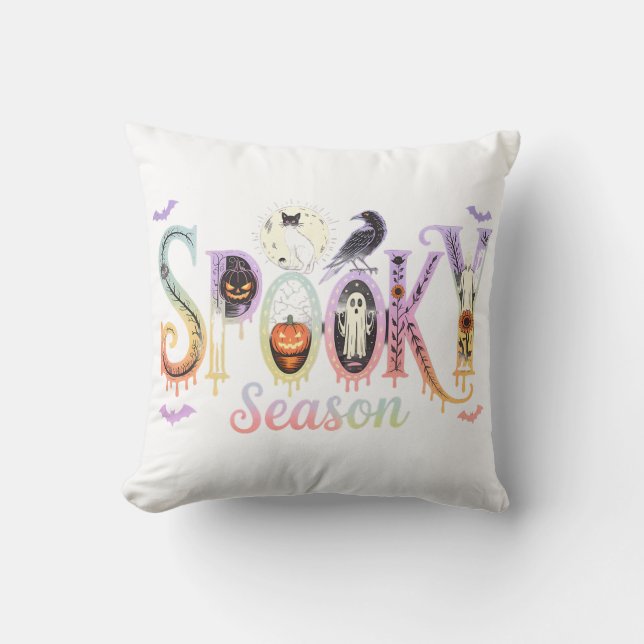 Spooky Chic Halloween Decor Throw Pillow (Front)