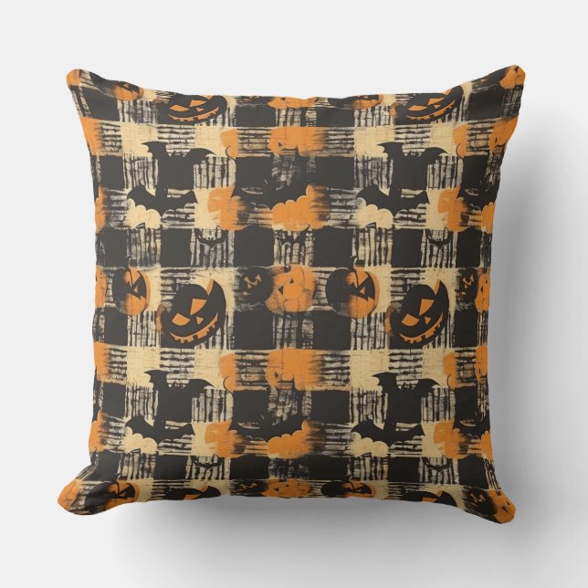 Spooky Chic Halloween Throw Pillow (Front)