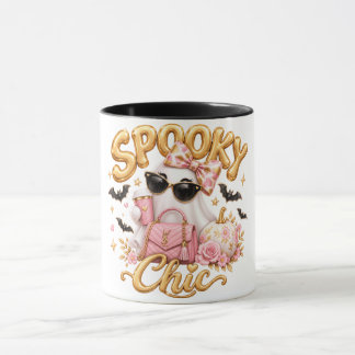 Spooky Chic Pink Ghost Halloween Retro Coffee Mug