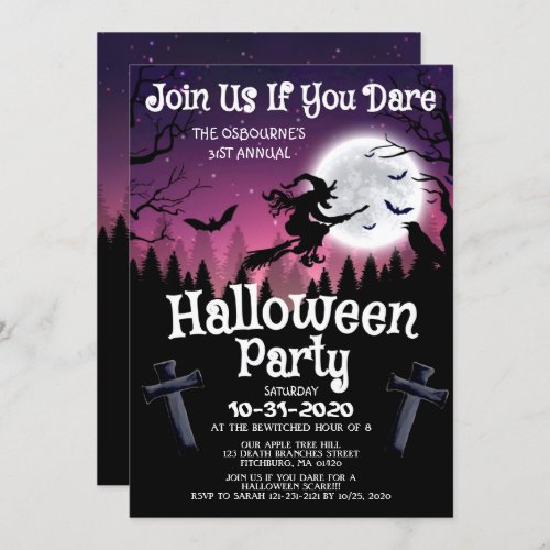 Spooky Chic Wicked Witch Halloween Costume Party Invitation