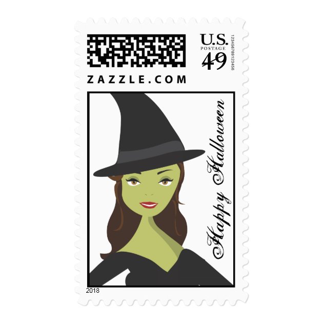 Spooky Chic Witch Happy Halloween Postage