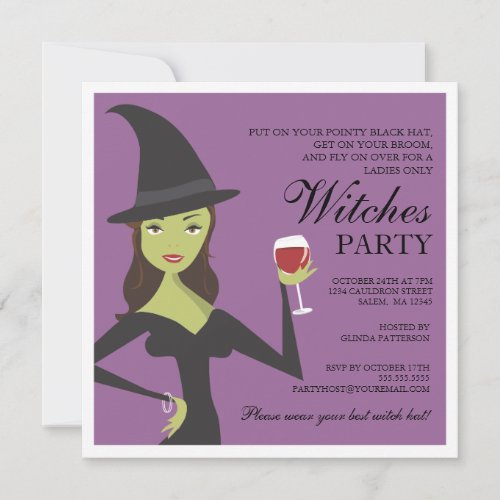 Spooky Chic Witch Party Halloween Invitation