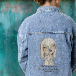 Spooky Child Girly Goth Whimsical Pastel Folk Art Denim Jacket