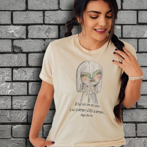 Spooky Child Girly Goth Whimsical Pastel Folk Art  T_Shirt