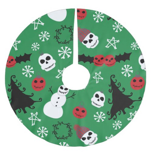 Spooky Christmas Creepy Goth Themed Holiday Brushed Polyester Tree Skirt