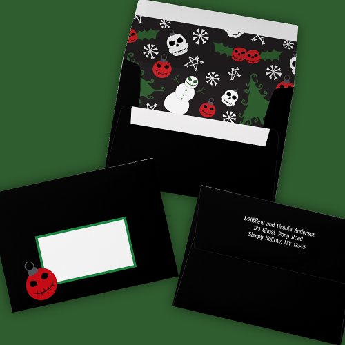 Spooky Christmas Creepy Goth Themed Holiday Envelope