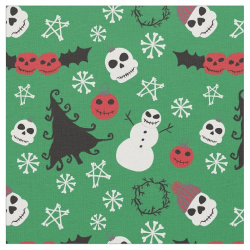 Spooky Christmas Creepy Goth Themed Holiday Fabric