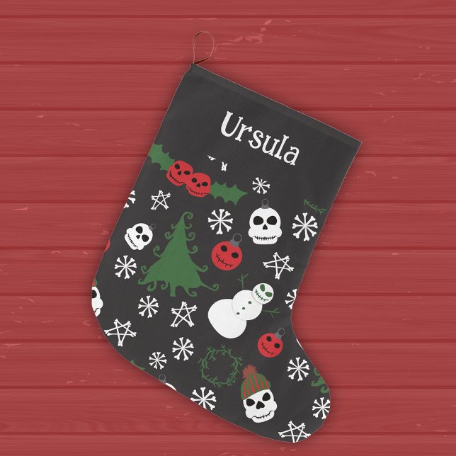 Spooky Christmas Creepy Goth Themed Holiday Large Christmas Stocking (Creator Uploaded)