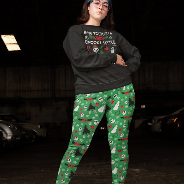 Spooky Christmas Creepy Goth Themed Holiday Leggings (Creator Uploaded)