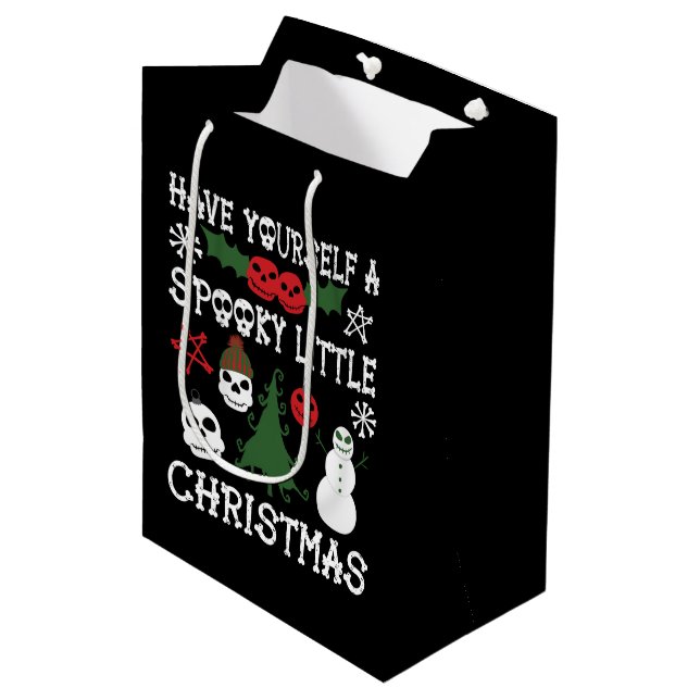 Spooky Christmas Creepy Goth Themed Holiday Medium Gift Bag (Front Angled)