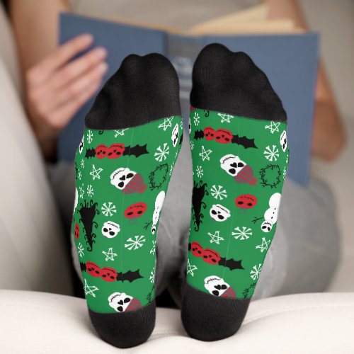 Spooky Christmas Creepy Goth Themed Holiday Socks