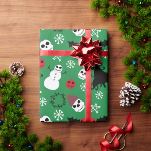 Spooky Christmas Creepy Goth Themed Holiday Wrapping Paper