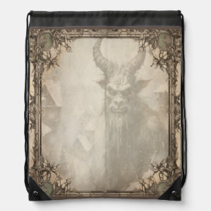 Spooky Christmas Krampus Drawstring Bag