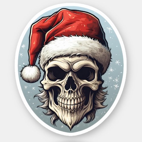 Spooky Christmas Santa Skull Happy Holiday Sticker