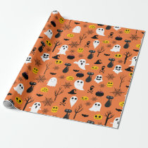 Spooky classic Halloween Symbols Seamless Pattern Wrapping Paper