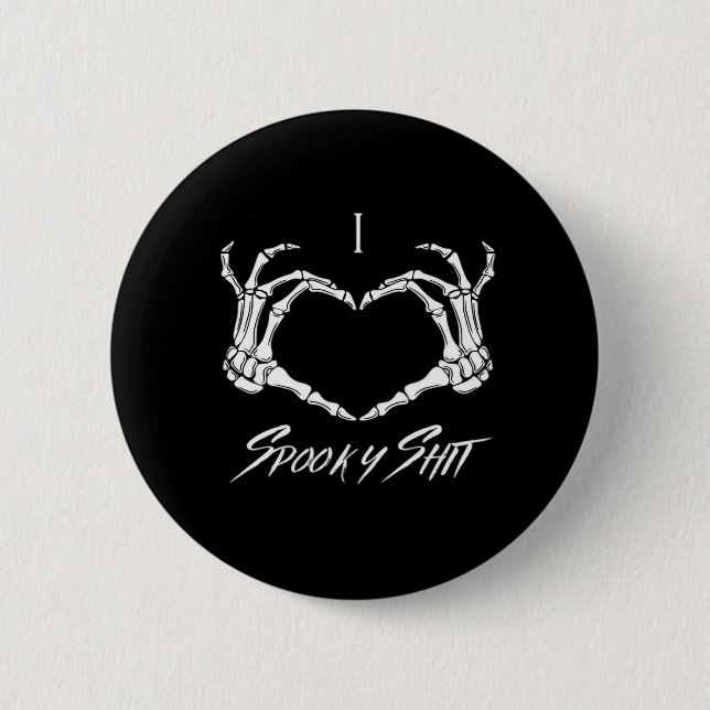 Spooky Classic - Skeleton Hands Heart Button (Front)