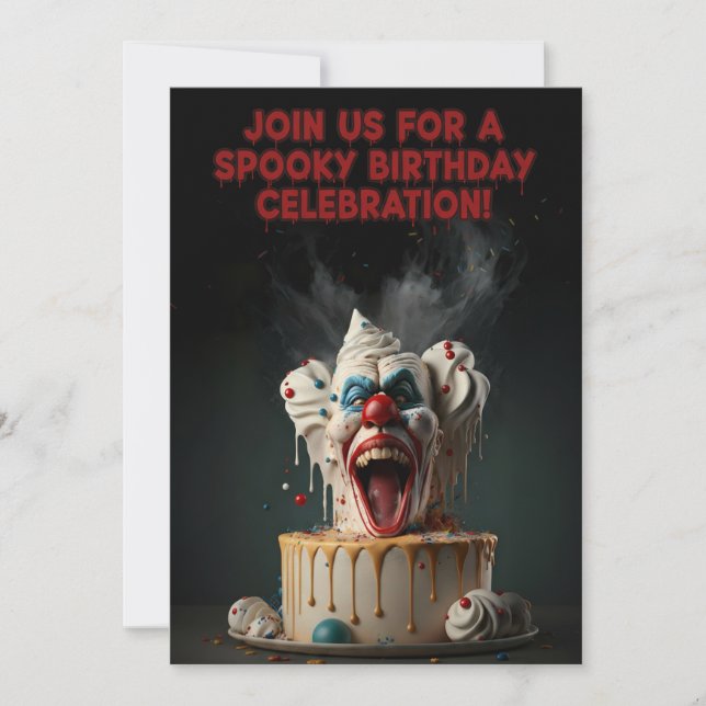 Spooky Clown Birthday Invitation Card (Front)