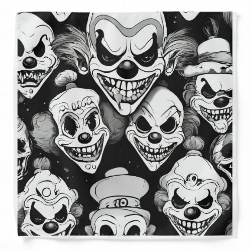 Spooky Clown Heads Tattoo  Bandana